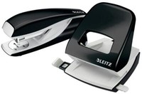Leitz HeftgeräT- & Locher-Set Nexxt Wow, Schwarz-Metallic
