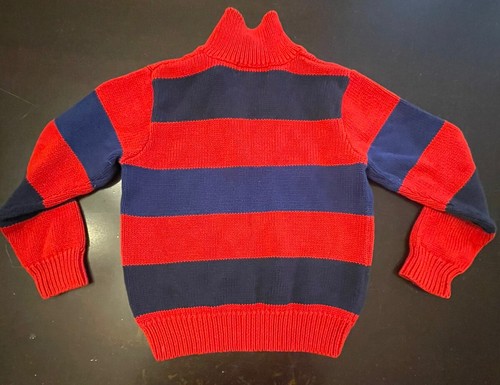Vintage Polo Ralph Lauren Boys Sweater Size 5 Knit 1/4 Zip Red Stripe EUC - Picture 5 of 5