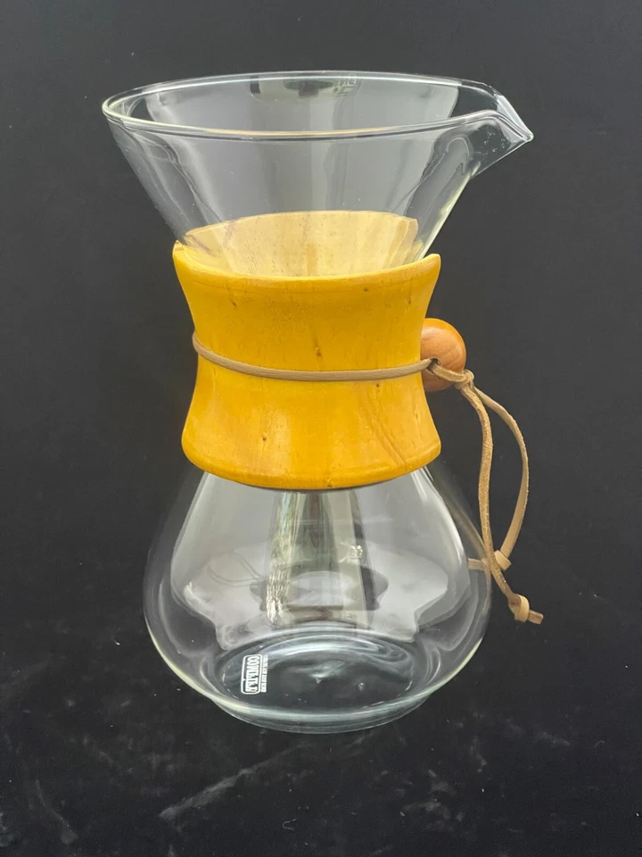Vintage Comfify Chemex Type Pour Over Coffee Carafe Wood Collar 8” - Image 4 of 4