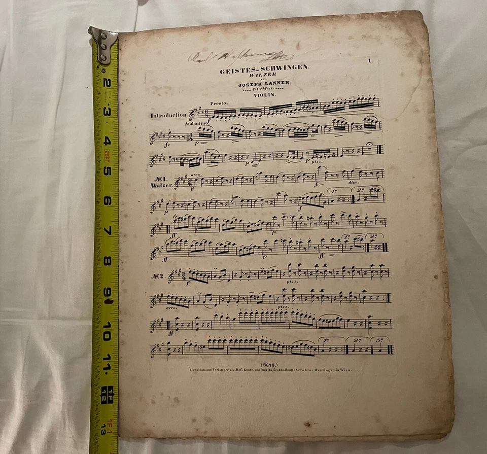 Joseph Lanner Walzer Wien Hoja Grabada Haslinger Geist Schwingen Música Foto 4 de 4