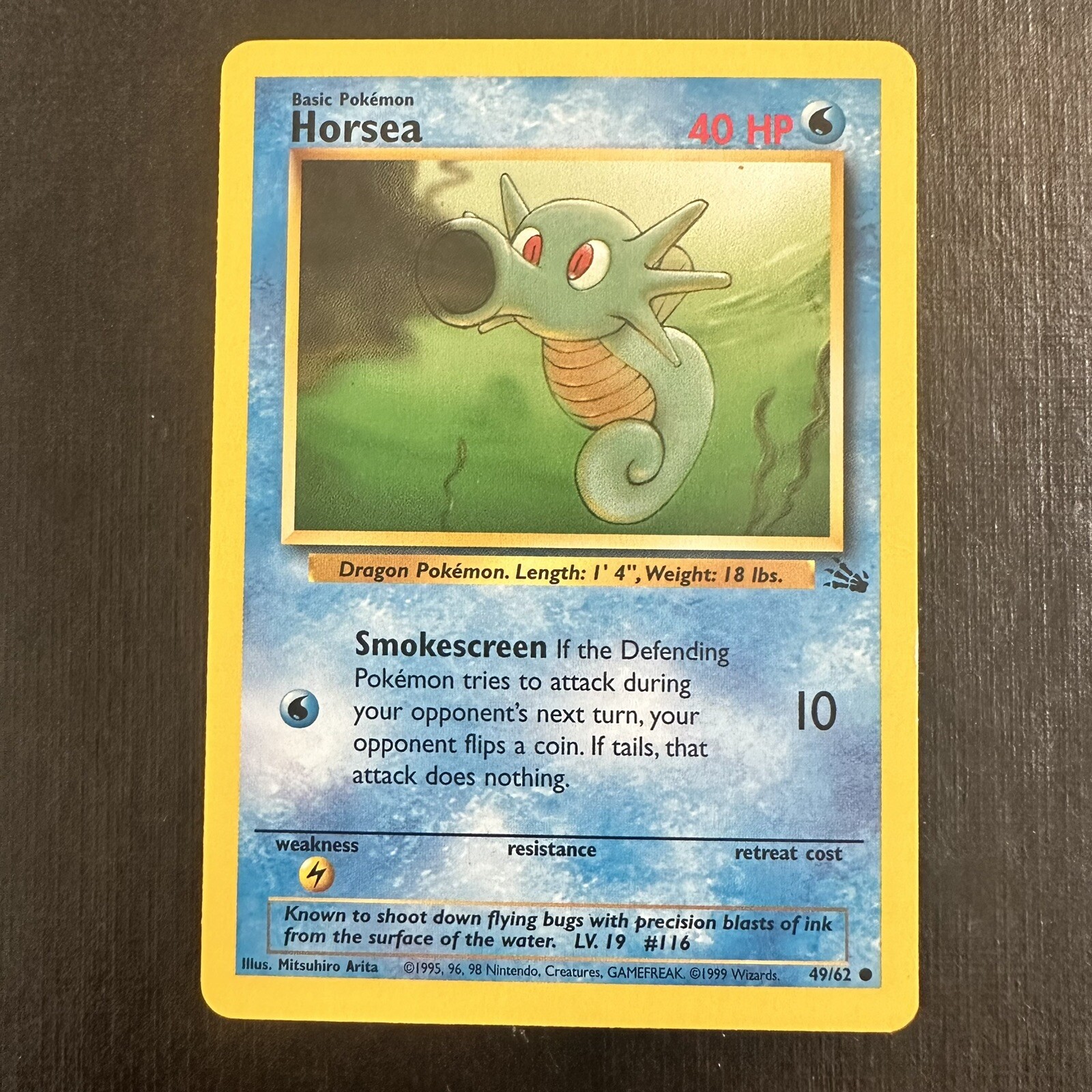 Pokémon Horsea 49/62 FO Fossil Unlimited LP - Buy 3 Get 2 Free