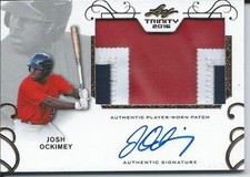 2016 Baseball MLB Leaf Trinity JOSH OCKIMEY #PA-JO1 Patch Autograph Signature