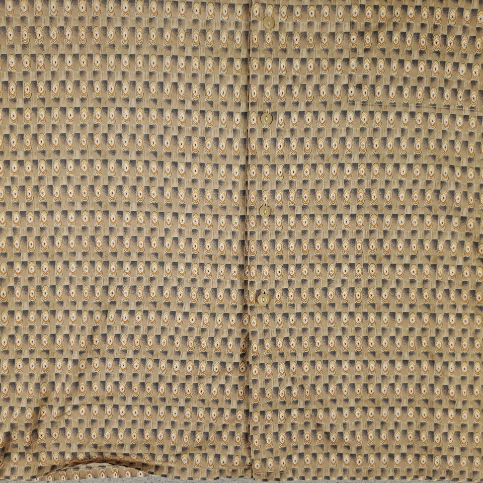 Camisa Birmania Bibas Para Hombre Talla 2XL Marrón Beige Geométrica Abotonada Manga Corta Foto 3 de 4