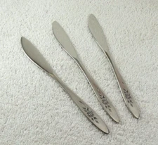 Rose Shadow Butter Spreader Lot of 3 Oneida Community Burnished Stainless Knife