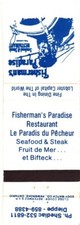 Canada Fisherman's Paradise Restaurant Seafood & Steak Vintage Matchbook Cover