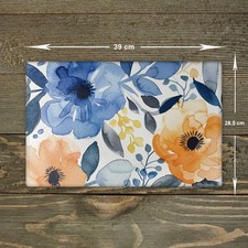 Flowers Glass Chopping Board - Cutting Board Worktop Saver Blue Orange Large A3