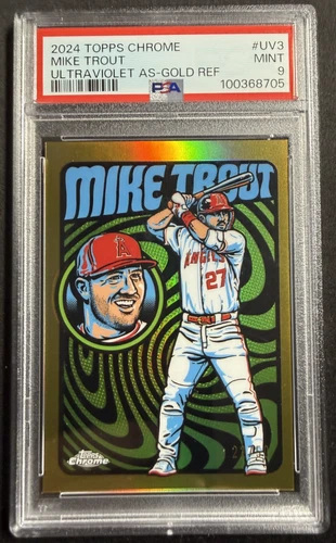 2024 Topps Chrome Ultraviolet All Stars Gold Refractor #UV-3 Mike Trout PSA 9