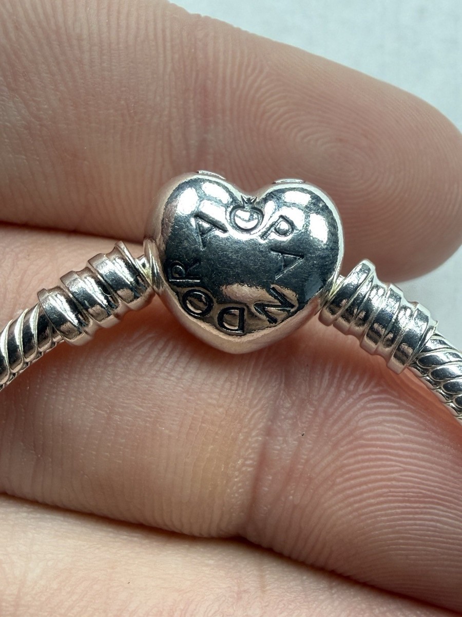 Authentic Pandora Sterling Moments Snake Chain 7” Bracelet Heart