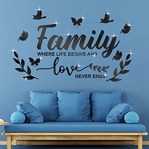 Mirror Family Wall Letter Quotes Decor 3D Acrylic Wall Decal Stickers DIY - Picture 2 of 7