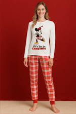 100 COTTON INTERLOCK - Disney Minnie Mouse Ladies Christmas Pyjamas