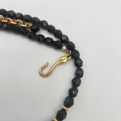 Vintage Napier Signed Black Beaded Pendant Choker Necklace - Picture 4 of 6