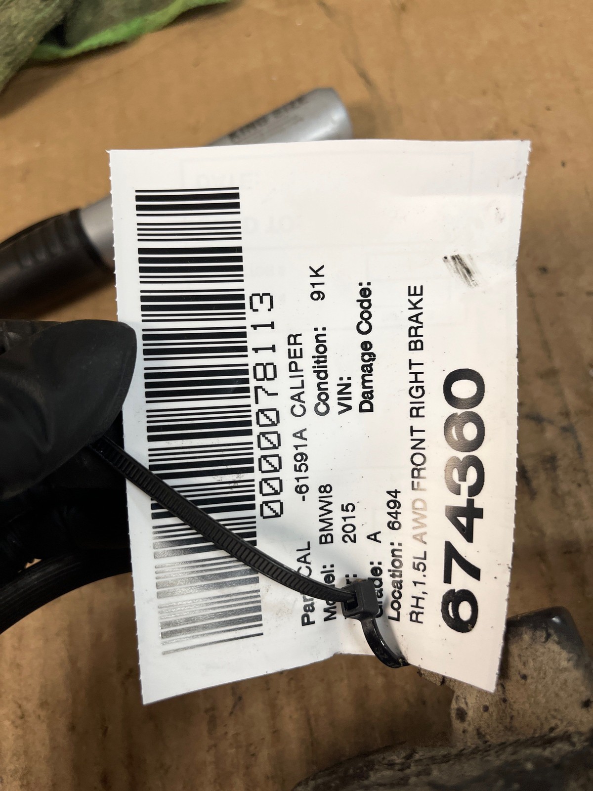 2014-2020 BMW I8 OEM RH1.5L AWD FRONT RIGHT BRAKE CALIPER *91K MILES*