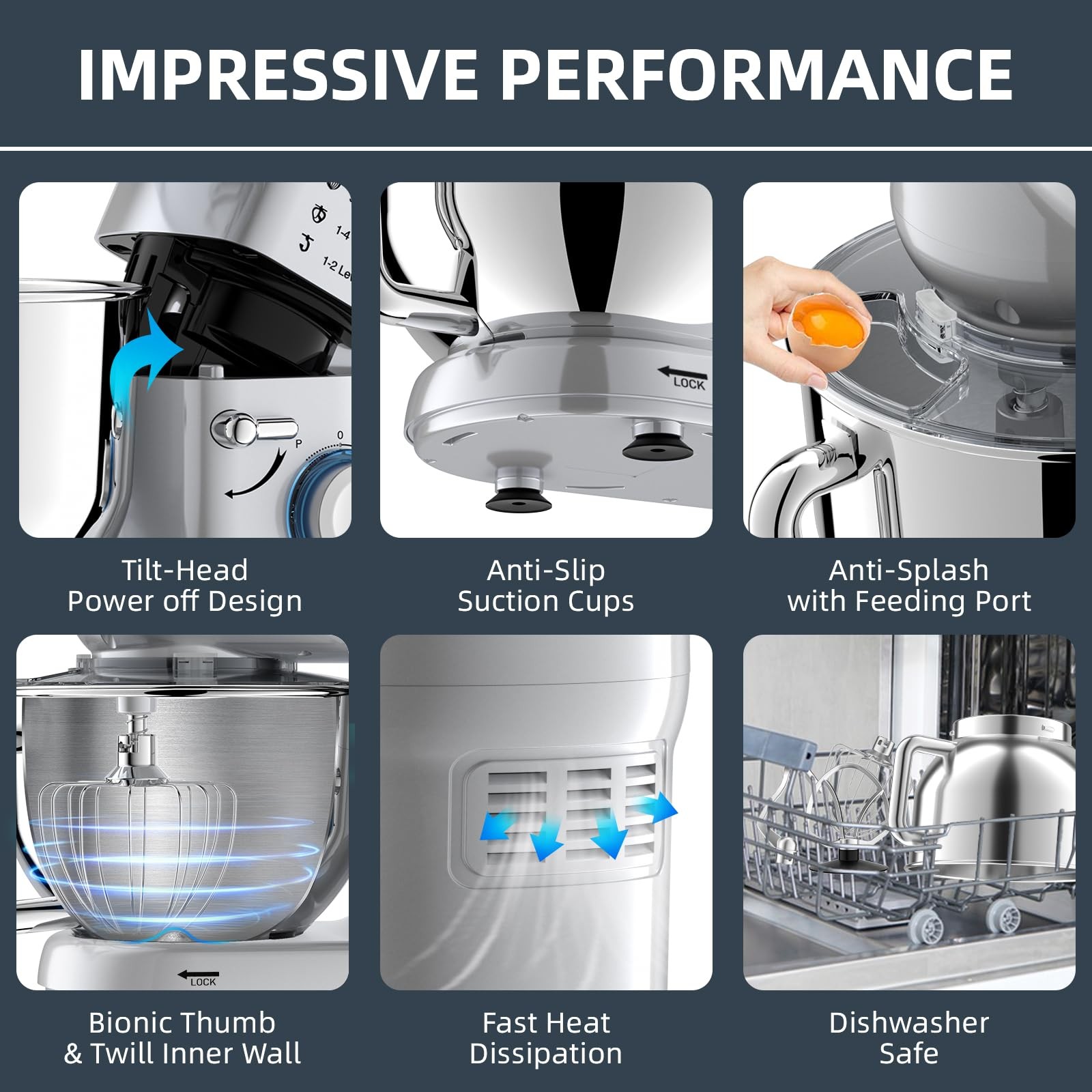 Impastatrice Planetaria offerta 6,5L 1500W Professionale Robot da Cucina foto 4