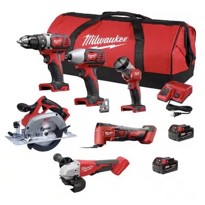 Milwaukee M18 6-Tool Combo Kit, Brushless, 18V, 2 Li-Ion Batteries, Charger