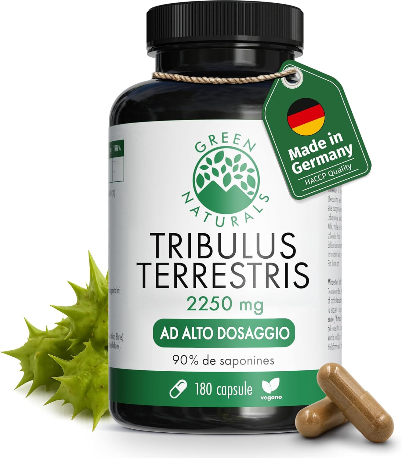 Tribulus Terrestris Ad Alto Dosaggio – 2.250 Mg Con 90% Di Saponine – Scorta 2 M