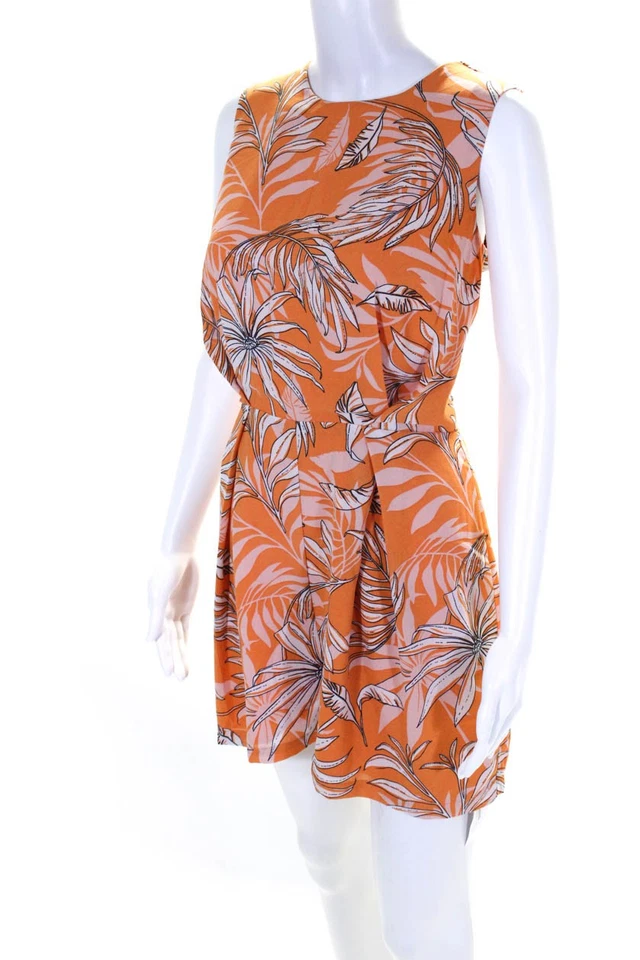 Mameluco sin mangas con estampado floral naranja azul marino talla grande Vero Moda para mujer Foto 2 de 4