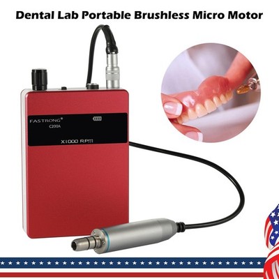 Dental Lab Portable Brushless Micromotor w/ Motor Handpiece Digital Display Red