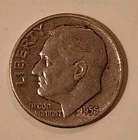 1955 P Roosevelt Dime Circulated 90% Silver