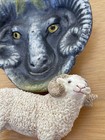 Lot Of 2 Sheep Ram Figurines Cast iron Tray Schleich Figurine 3 1/2”-4” — photo 1