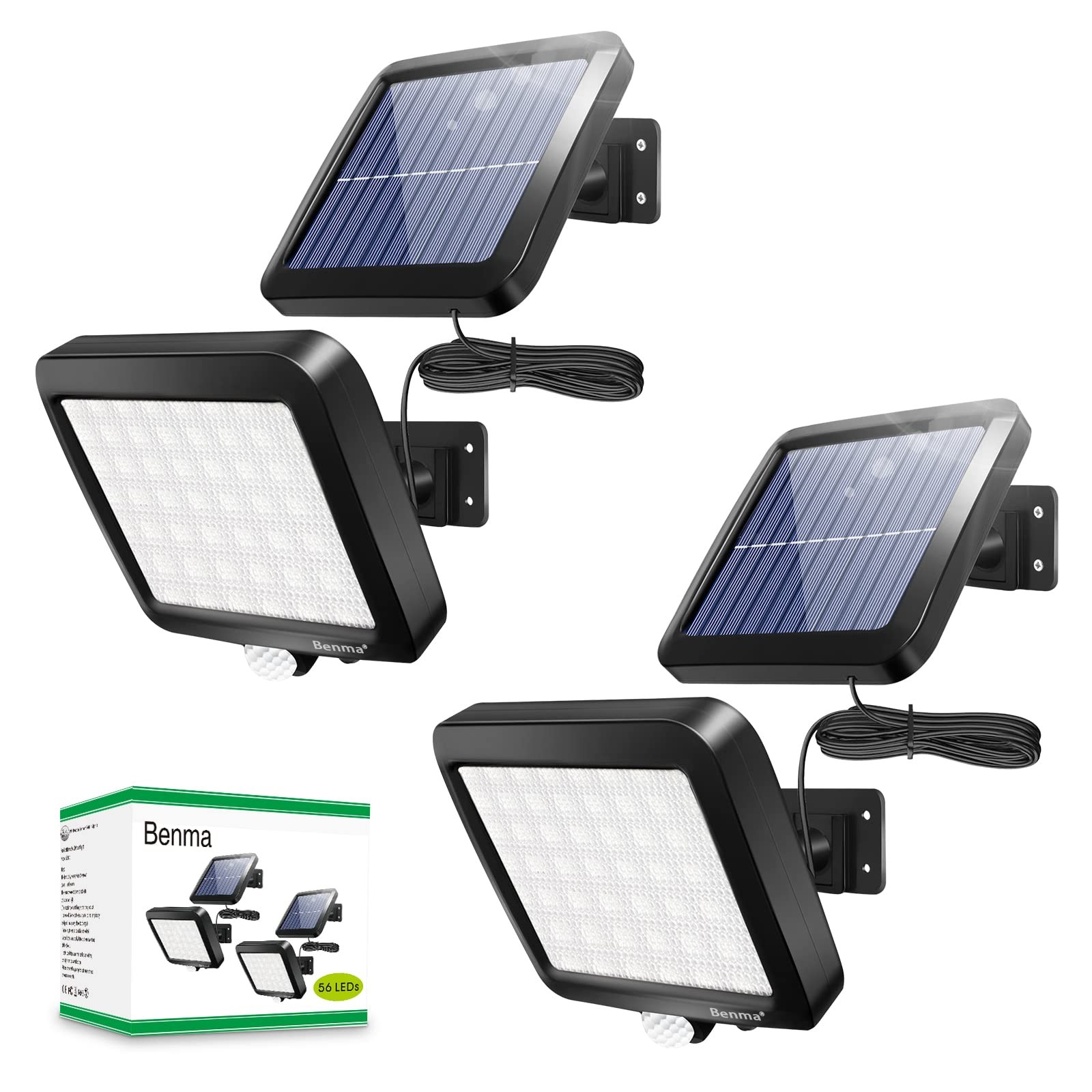 Benma Luci Solari Esterno Sensore Movimento 56 LED IP65 2 Pack