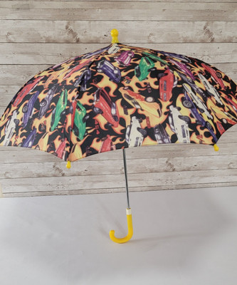 RainStoppers Kids Boys Hot Rod Muscle Cars Stick Umbrella W.I.C.O Compact Yellow