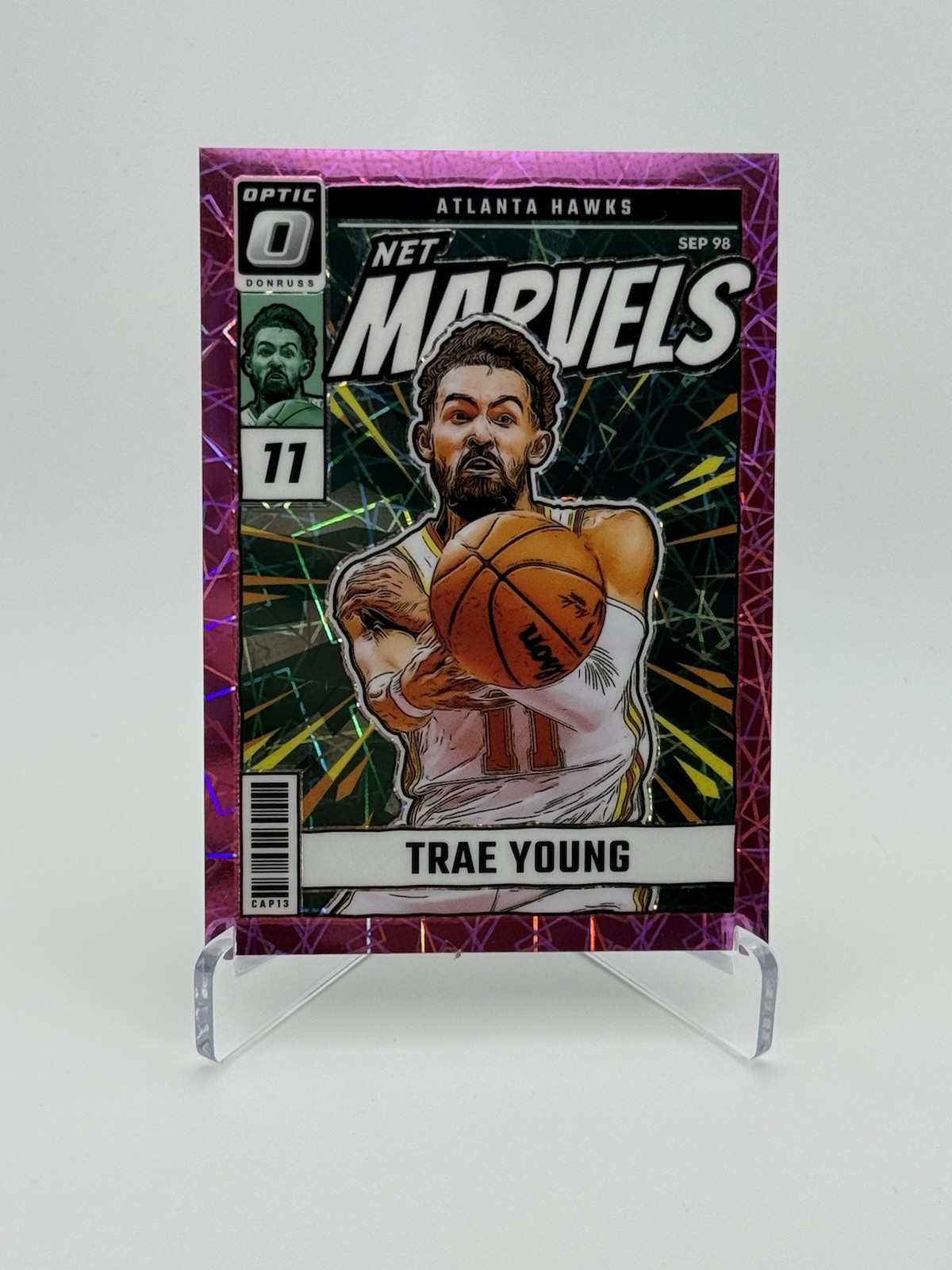 2024-25 Optic - Trae Young Net Marvels #9 Pink Velocity /79