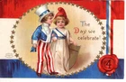 ANTIQUE EMBOSSED FOURTH OF JULY Postcard       "THE DAY WE CELEBRATE!"