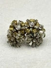 New ListingVintage Mariam Haskell Gold Tone Rhinestone Pearl Double Flower Earrings Beauty!
