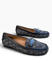 Coach Olive Signature C Monogram Jacquard Driving Loafers Women's Size 7.5 Black
