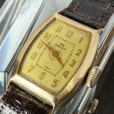 Gralett  RARE Vintage USA Watch Wind Tank  Art Deco Mechanical Watch RUNS
