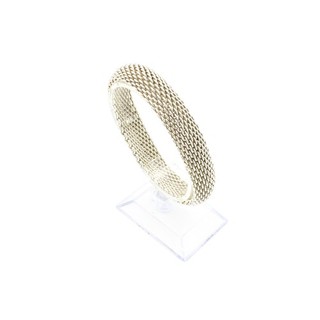 Tiffany & Co Sterling Somerset Mesh Weave Flexible Bangle Bracelet #S4278 2