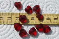 10x10mm Faceted Trans Dark Red Glass Crystal Heart Pendant, Charm Beads 10pcs