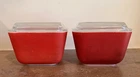 Pyrex Primary Red 501 Refrigerator Dish with Lid Vintage || 1.5 Cup || Set 2