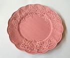 Bordallo Pinheiro Portugal INGRID 10.5" Pink Dinner Plate Embossed Flowers 1980s — photo 2