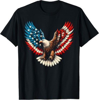 Bald Eagle & Patriotic American Flag 4th of July T-Shirt