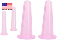 4 Pieces Pink Facial Cupping Therapy Set anti Cellulite Silicone Vacuum Cupping