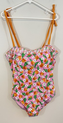 #ad Draper James Lands End bathing suit womens 18W one piece swim suit Peach bandeau $22.39