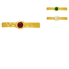 18K Gold Over Brass Round Cut Gemstones Ring Jewelry Size 5-8 RM-1063 TGR1056