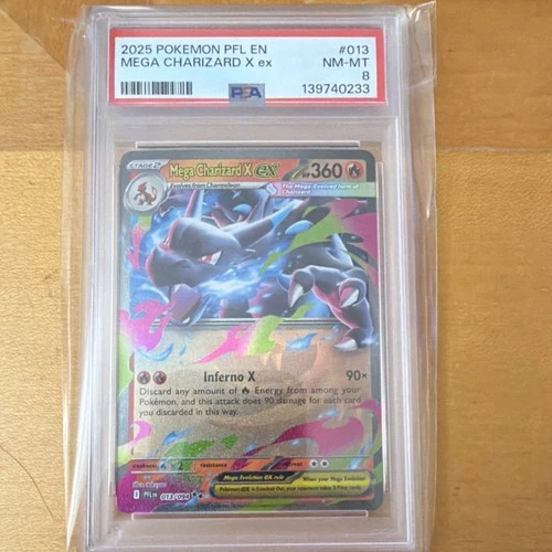Pokémon Mega Charizard X EX Full Art Holo Me02 Phantasmal Flames 013/094 PSA 8