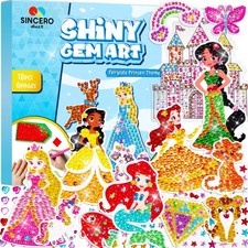 Diamond Art Kits for Kids: 6 Princess  Animal Stickers, 3 Gem Keychains  Sunca