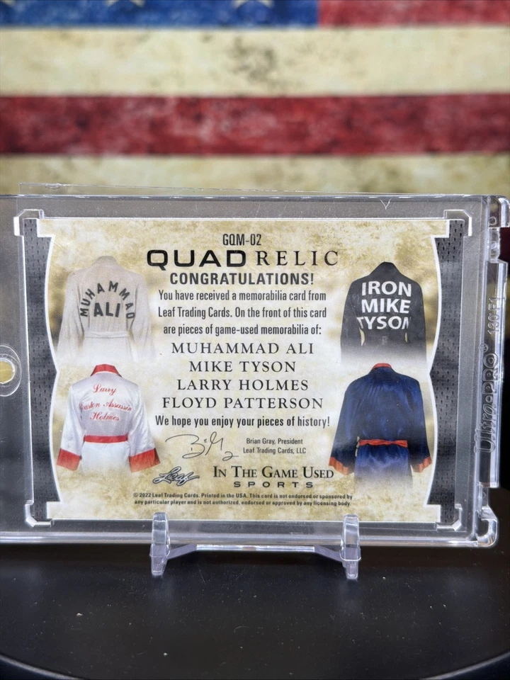 2022 Leaf In the Game Used Sports ALI, TYSON, HOLMES, PATTERSON Quad Relic 25/25 - Image 2 of 2
