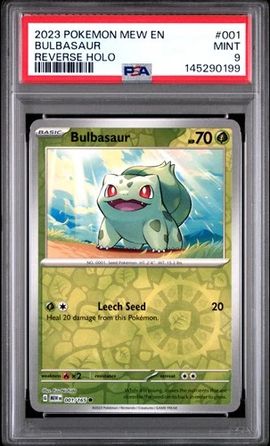 2023 POKEMON MEW EN-151 REVERSE HOLO #001 BULBASAUR PSA 9
