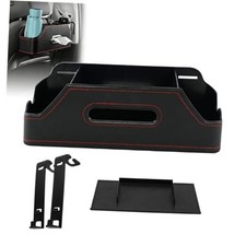 Car Seat Back Organizer with Cup Holders, Tissue Box, Hooks, Phone 1 Black