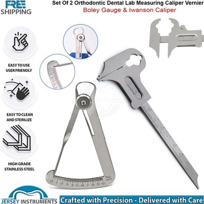 Set of 2 Dental Boley Gauge & Iwanson Caliper Vernier Orthodontic Lab Measuring