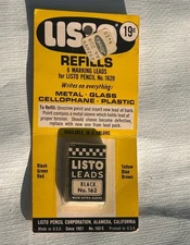Vintage Listo Leads Refills Black No. 162 6 Marking Leads NOS W/Extra Sleeve