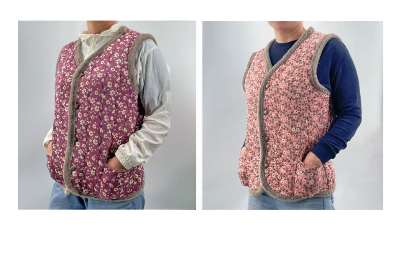 Chaleco acolchado floral coreano Kimchi Chaleco Granny-core Foto 2 de 4
