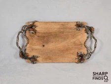 Large Rustic Charcuterie Board Acorn Handles Hardwood Lodge Serving Tray 20"