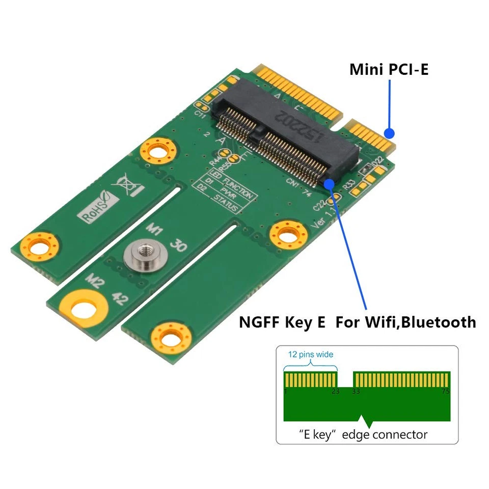 M.2 NGFF Key E to MPCIe PCIe+USB Adapter pcie Card m.2 pcie Adapter - Image 2 of 4