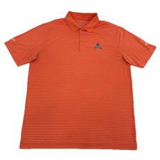 Nike Golf Shirt Men's L Orange White Stripes Polo Congressional Country Club