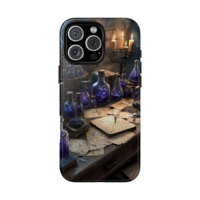 Phone Ink - Case for iPhone/Galaxy/Pixel - Alchemy Desk Purple Potions